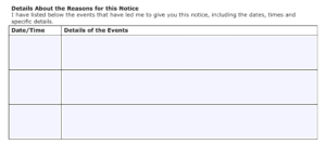 N5 Form details about the reasons N5 Form details of reasons